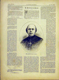 Original Old Antique Print Portrait Sourrieu Chalons French 1882 19th