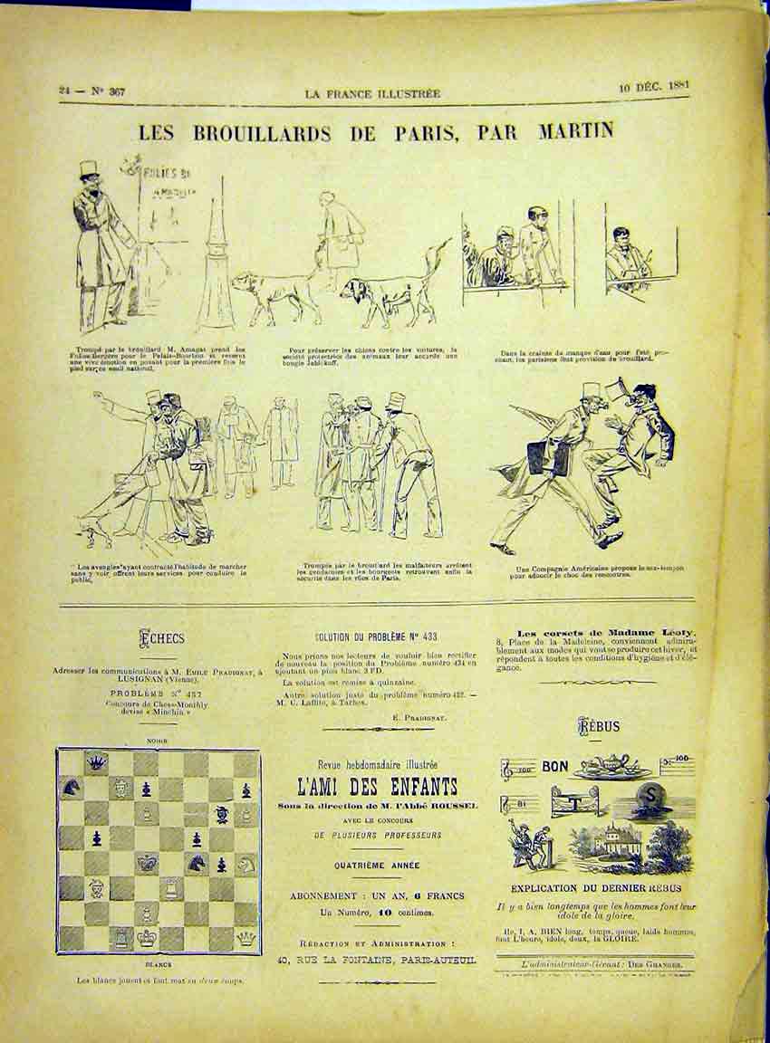 Original Old Antique Print Tourist Paris Sketches Martin French 1882 Victorian