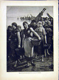Original Old Antique Print Fishermen Ladies Feylin-Perrin Fishing 1882 Victorian