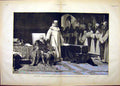 Original Old Antique Print Priest Saint-Just King Charles V Funeral 1882 19th