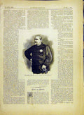 Original Old Antique Print Portrait Bata General Bata-Lle Mathieu 1882 Victorian