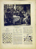 Original Old Antique Print Poet Village Victim Story-Teller French 1882 19th