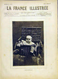 Original Old Antique Print Baby Basket Station Child French 1882 19th