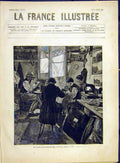 Original Old Antique Print Shop-Keepers Martin Family French 1882 19th