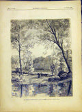 Original Old Antique Print Lesse Belgium Gourcy Valley French 1882 Victorian
