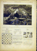 Original Old Antique Print Havre Catastrophe Ship Wreck Storm French 1882 19th