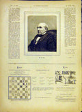 Original Old Antique Print Portrait Le-Play French 1882 19th Century