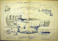 Original Old Antique Print Toulon France Port Aircraft Ship Boat French 1882