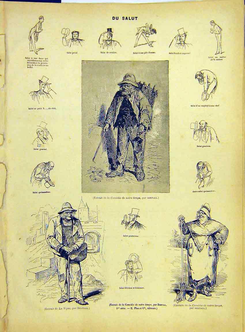 Original Old Antique Print Young Mother Fine Art French 1882 Baby 19th