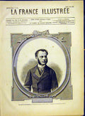 Original Old Antique Print Portrait Champagny French Academy 1882 19th