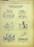 Original Old Antique Print Marriage Julien Sketches Si-Vil Paris French 1882
