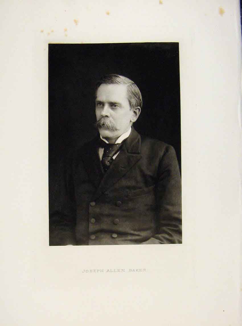 Original Old Antique Print London Men Joseph Allen Baker Portrait C1898 19th