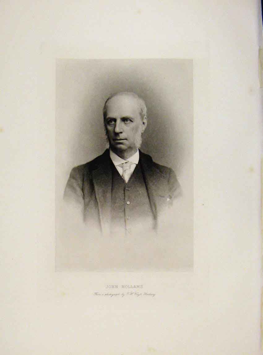 Original Old Antique Print London Men John Hollams C1898 Portrait 19th
