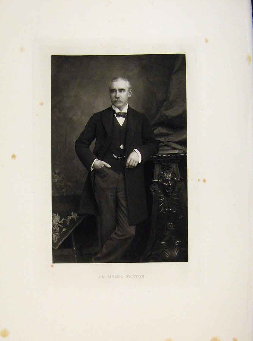 Original Old Antique Print London Mensir Myles Fenton Portrait C1898 Victorian