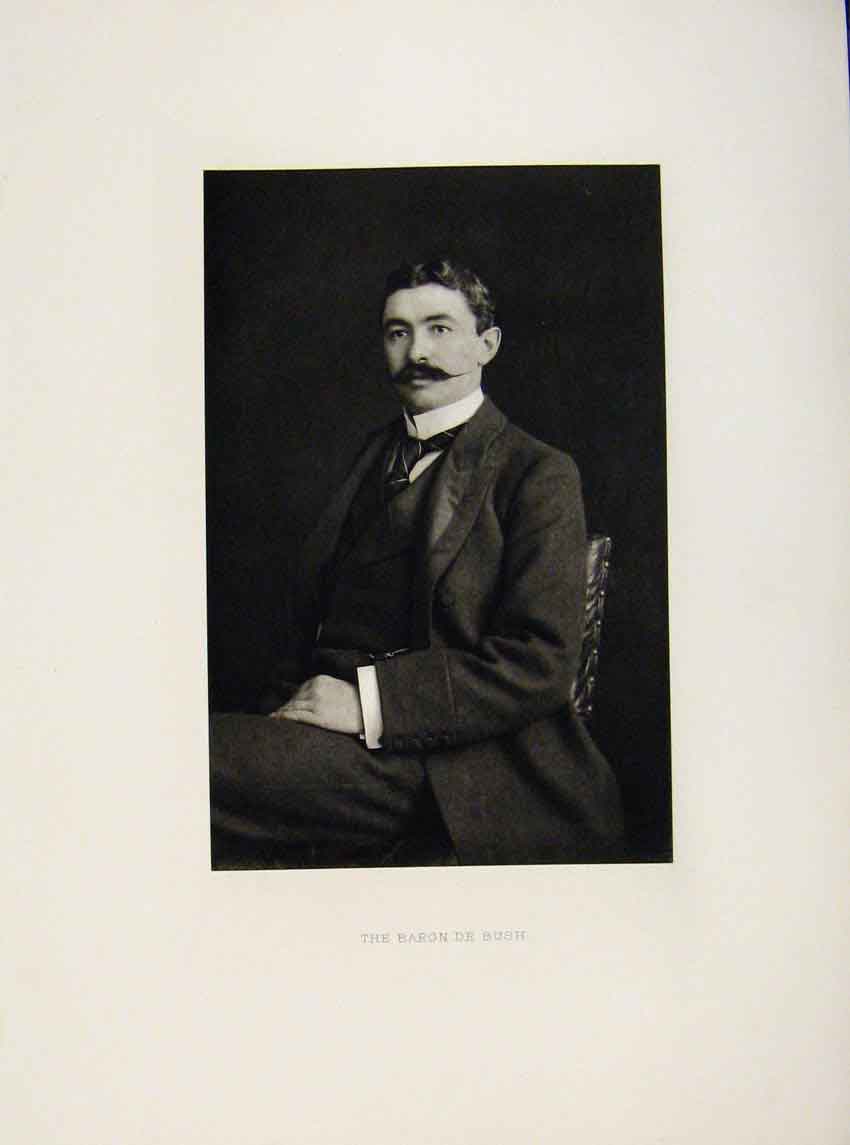 Original Old Antique Print London Men Baron De Bush Portrait C1898 Victorian