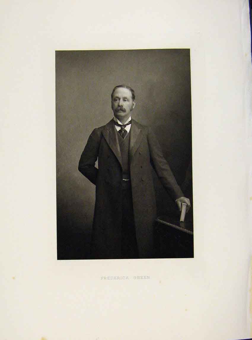 Original Old Antique Print London Men Grederick Green Portrait C1898 Victorian