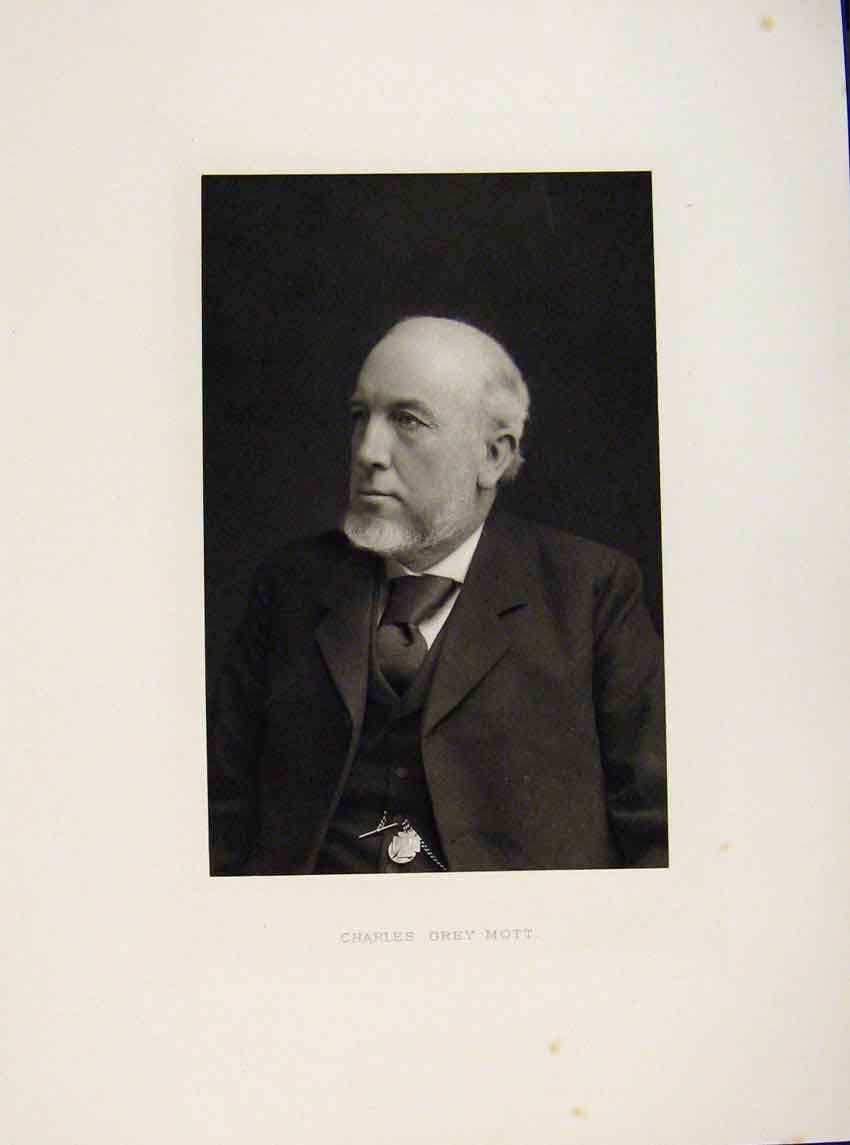 Original Old Antique Print London Men Charles Grey Mott Portrait C1898 Victorian