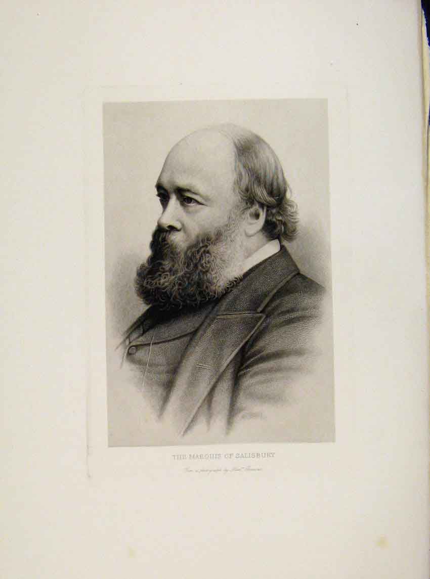 Original Old Antique Print London Men Marouis Salisbury Portrait C1898 Victorian