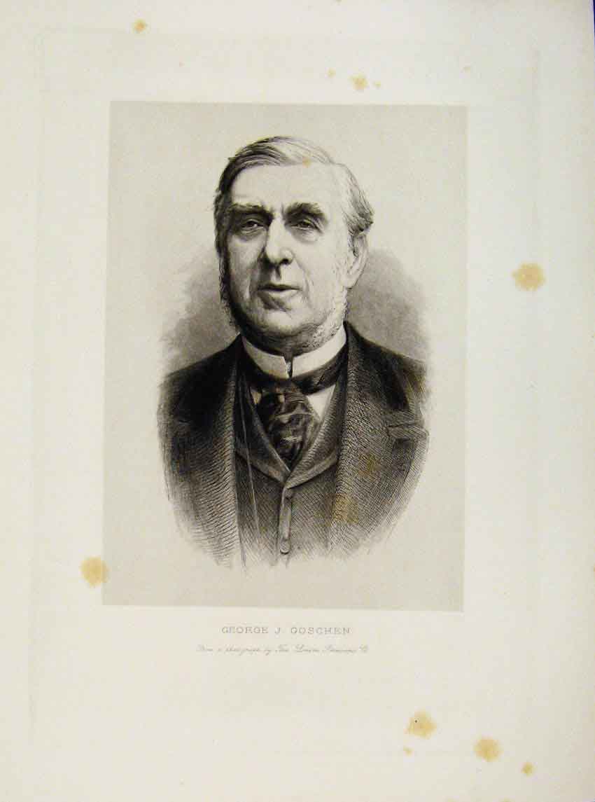 Original Old Antique Print London Men George Goschen Portrait C1898 Victorian