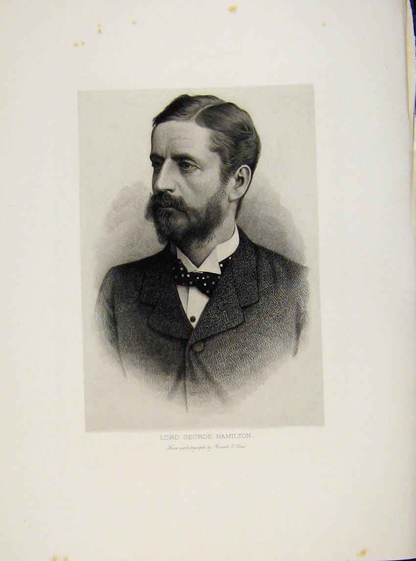 Original Old Antique Print London Men Lord George Hamilton Portrait C1893 19th