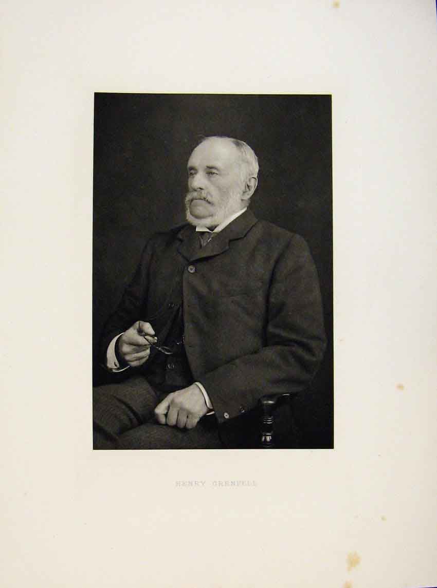 Original Old Antique Print London Men Henry Grenfell C1898 Portrait Victorian