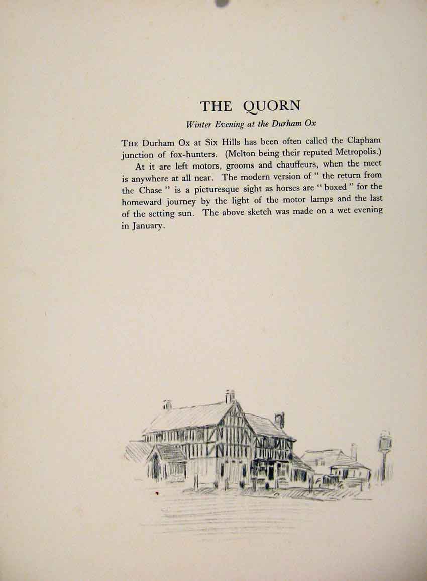 Old Antique Print The Quorn Winter Evening At Durham Ox By Lionel Edwards