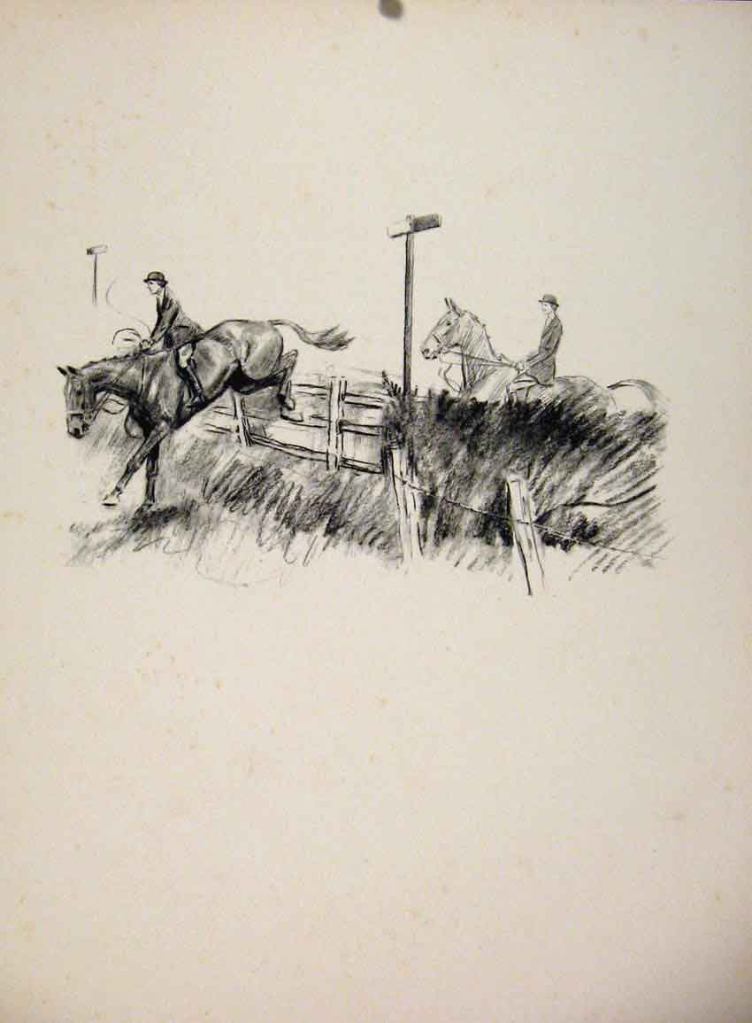 Old Vintage Print South Atherstone A Jumping Place By Lionel Edwards 1935 20th