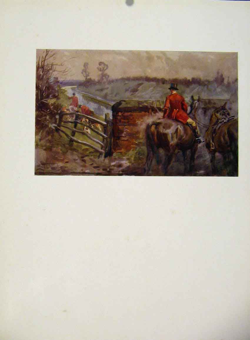 Original Old Antique Print South Atherstone To Ground On The Canal Bank Drawing