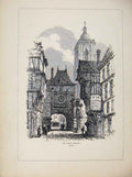 Original Old Antique Print The Grosse Horloge Bouen C1875 Sketch 19th