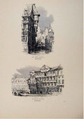 Original Old Antique Print On The Canal Brunswick Market Place Germany C1875 Art