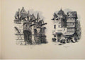 Original Old Antique Print St Gilles Market Place Caen France C1875 Art 19th