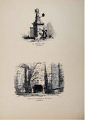 Original Old Antique Print St Michaels Well Fireplace Window Palace Linlithgow