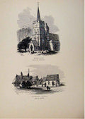 Original Old Antique Print Minster Church Salmeston Grange Isle Thanet Sketch