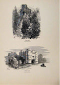 Original Old Antique Print The Keep Castle Gate Carisbrook C1875 Sketch 19th