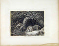 Original Old Antique Print Lions Aroused C1843 Lioness Cat Animal 19th