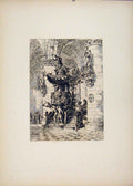 Old Antique Print St Gudule Carved Pulpit Burssels Etching C1877 Belgium 19th