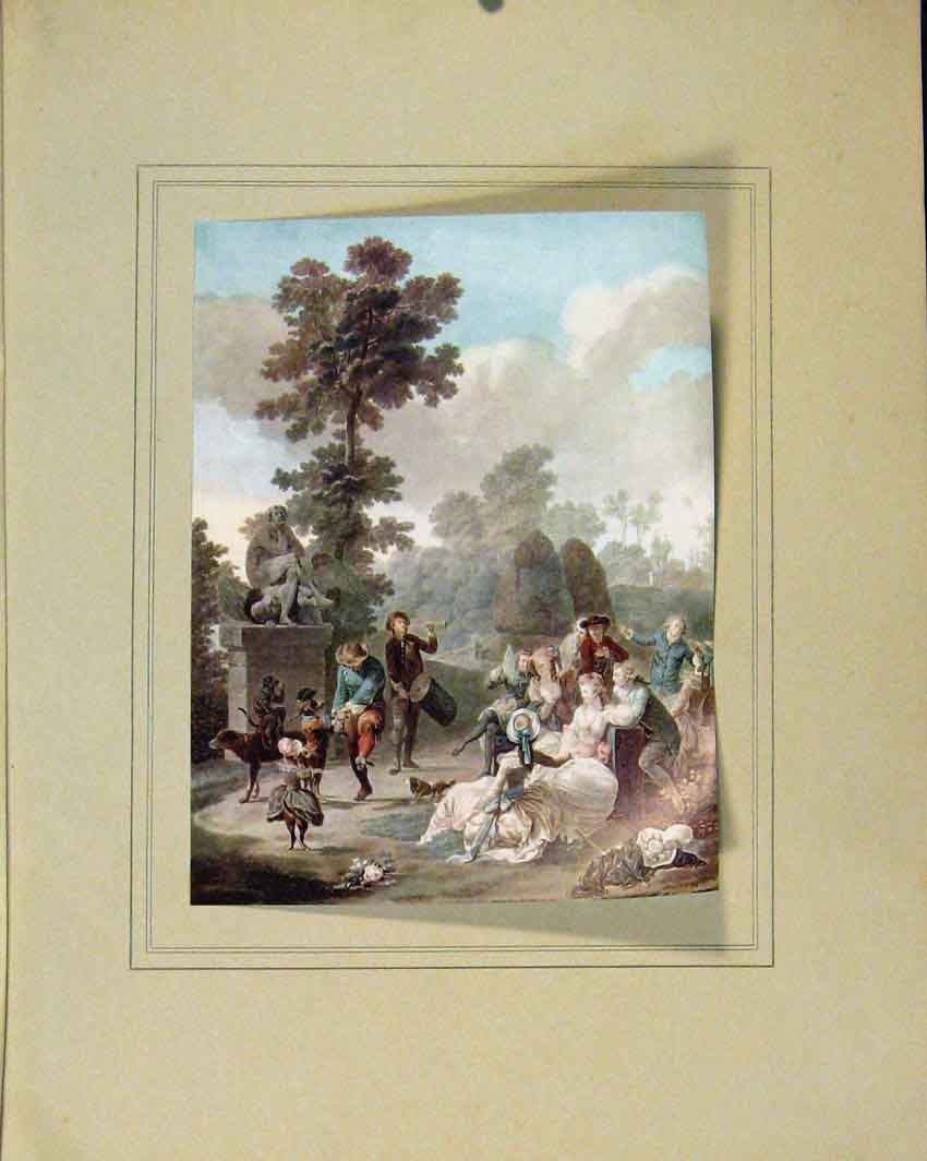 Original Old Antique Print Le Tambourin By C Descourtis Limited Edition