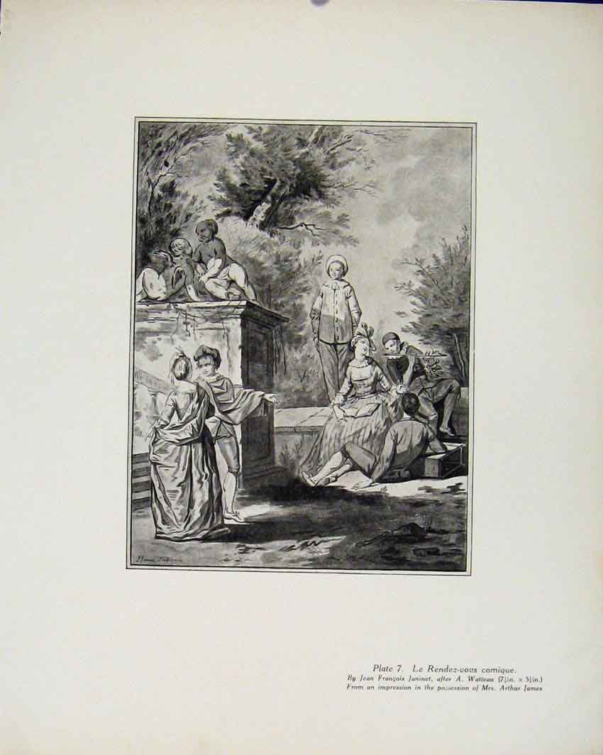 Original Old Antique Print Le Rendex V Ous Comique By J Francois Limited Edition