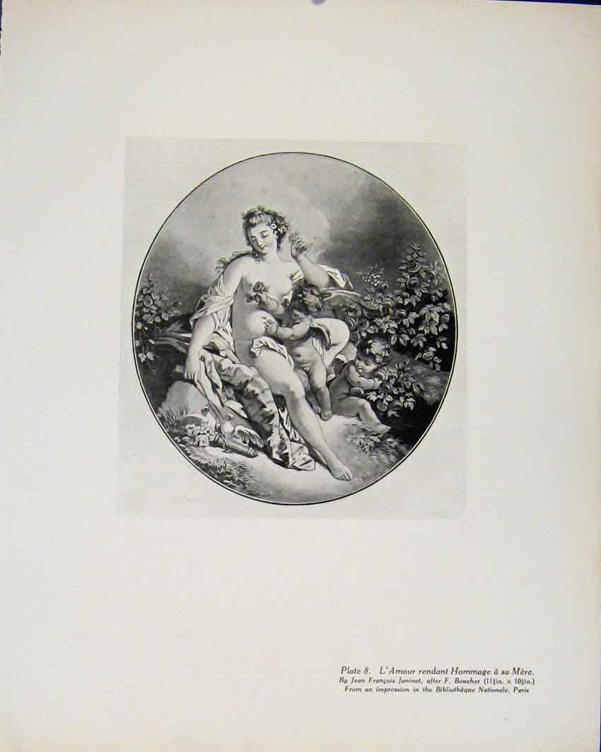 Original Old Antique Print Lamour Rendant Hommage Sa Mere Limited Edition