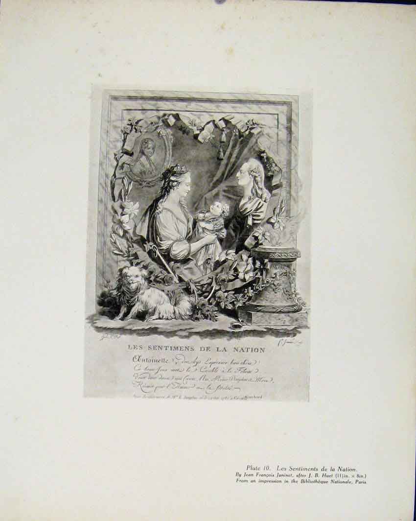 Original Old Antique Print Les Sentiments De La Nation Francois Limited Edition