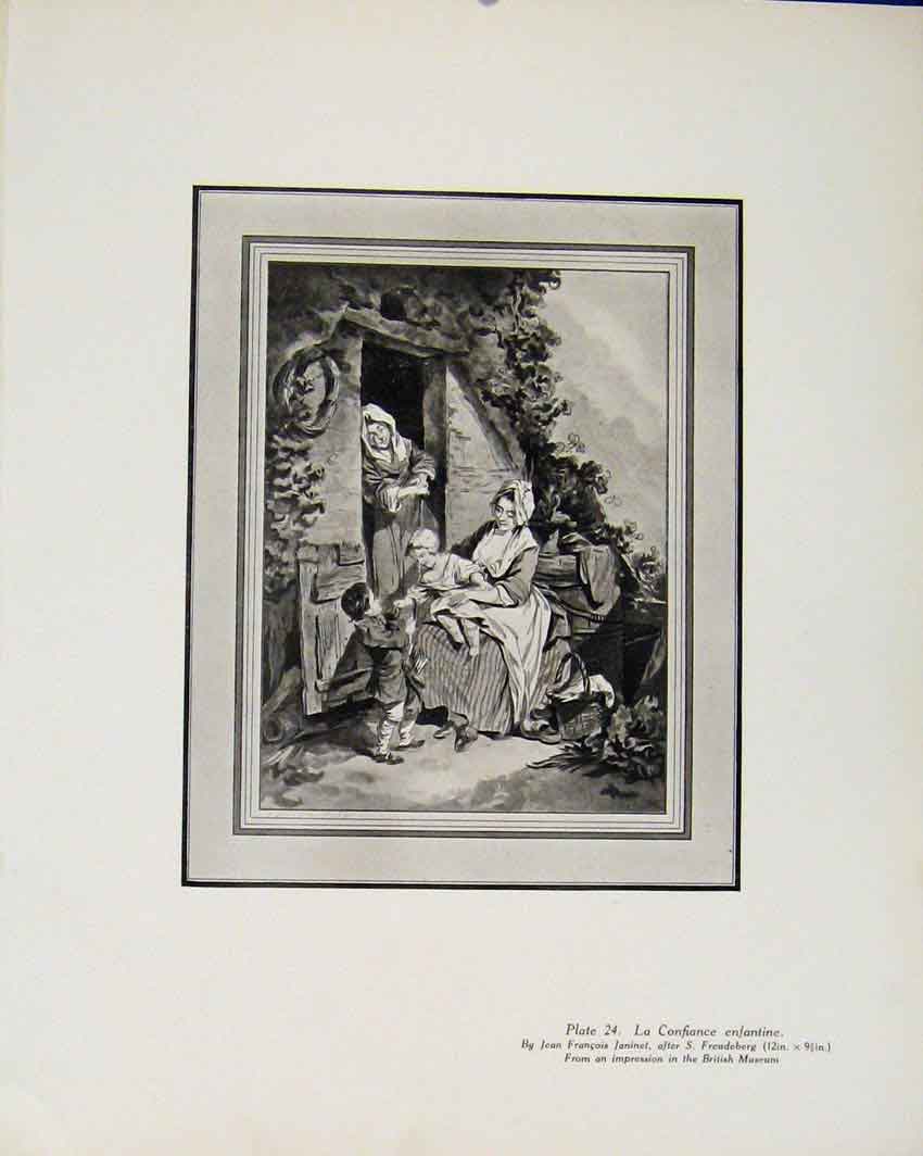 Original Old Antique Print Limited Edition By J Francois La Confiance Enfantine