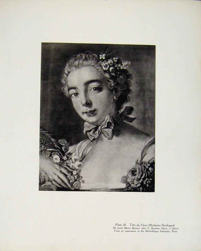 Old Antique Print Tete De Flore Madame Deshayes By Bonnet Limited Edition 18th