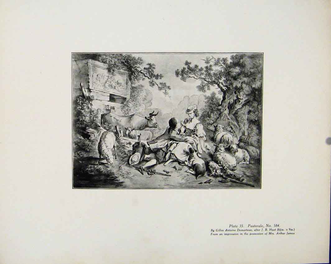 Original Old Antique Print Pastorale No 584 Limited Edition Art