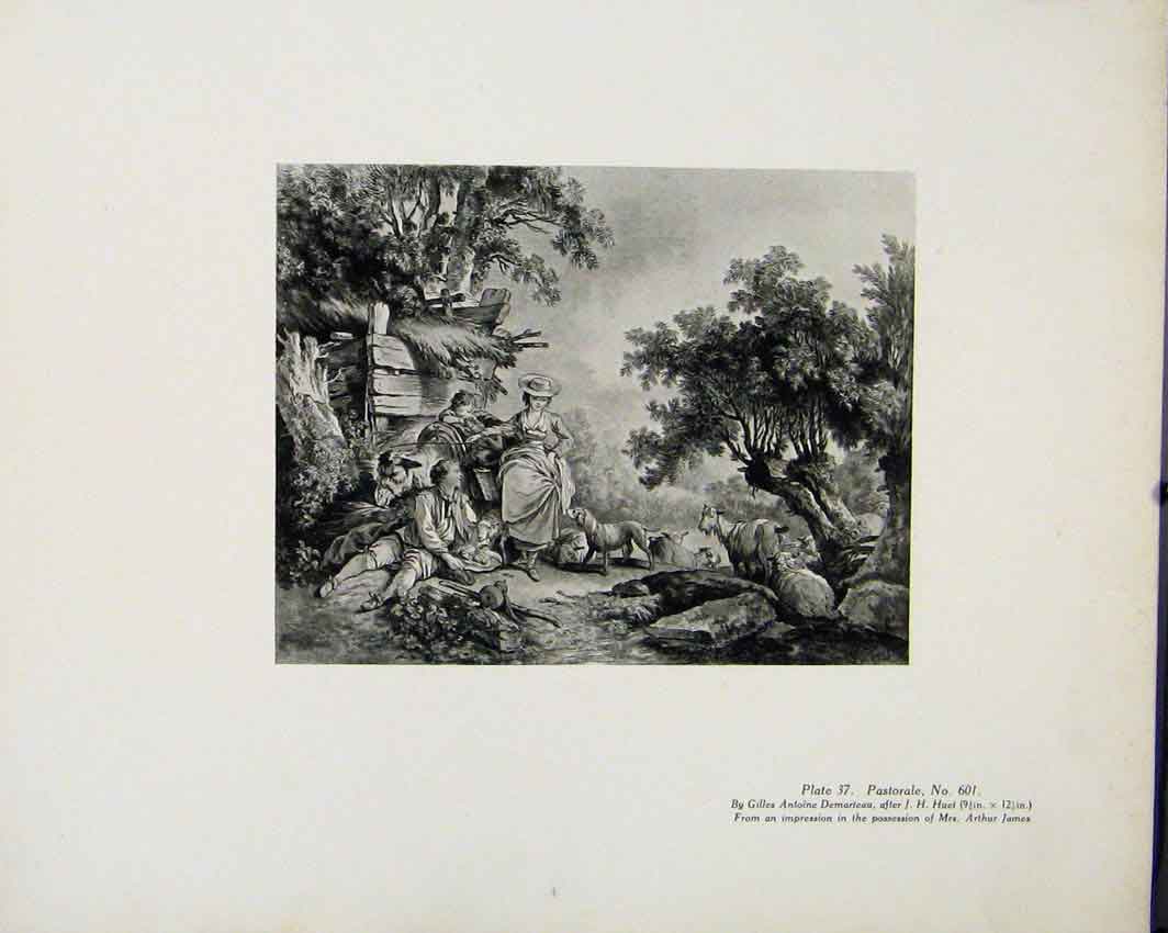 Original Old Antique Print Pastorale 601 By Gilles Demarteau Limited Edition