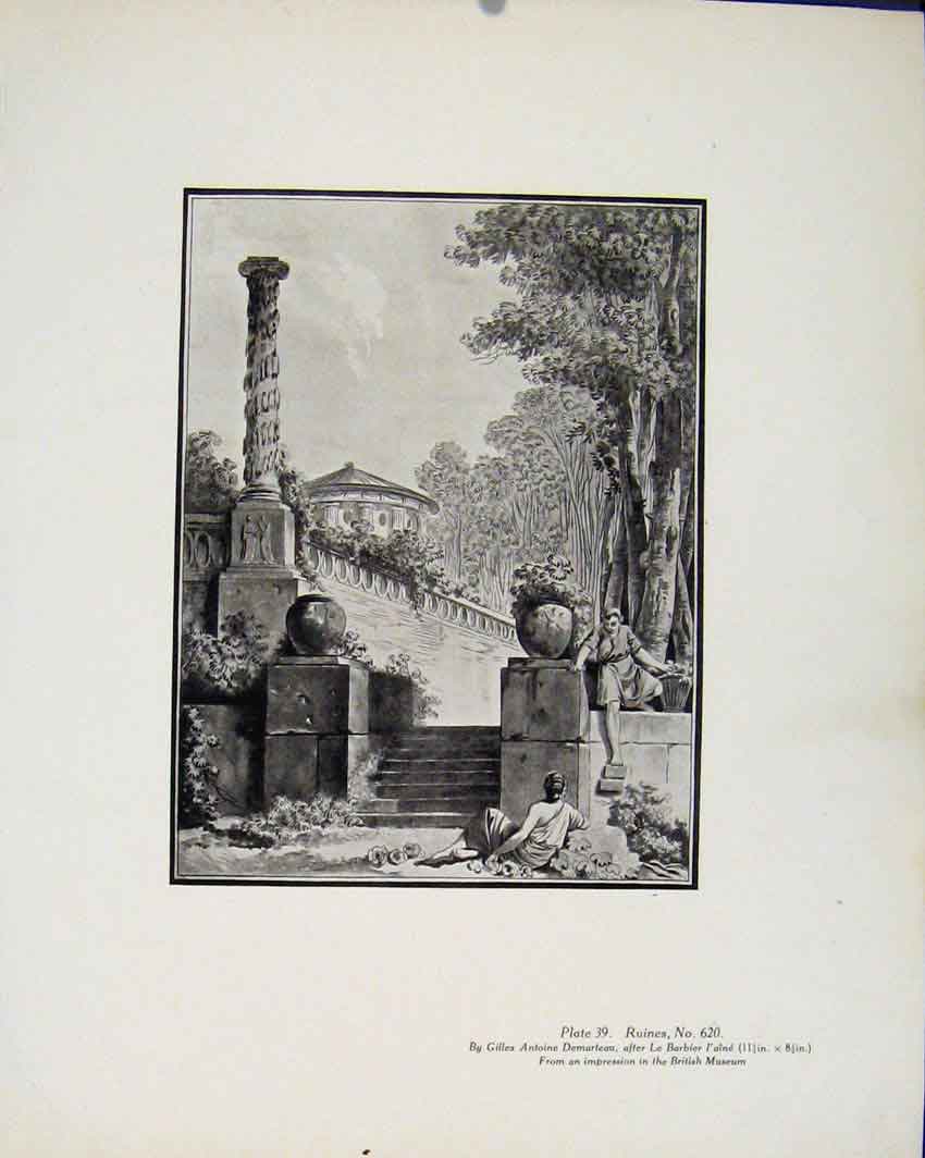 Original Old Antique Print Limited Edition Ruines By Gilles Demarteau