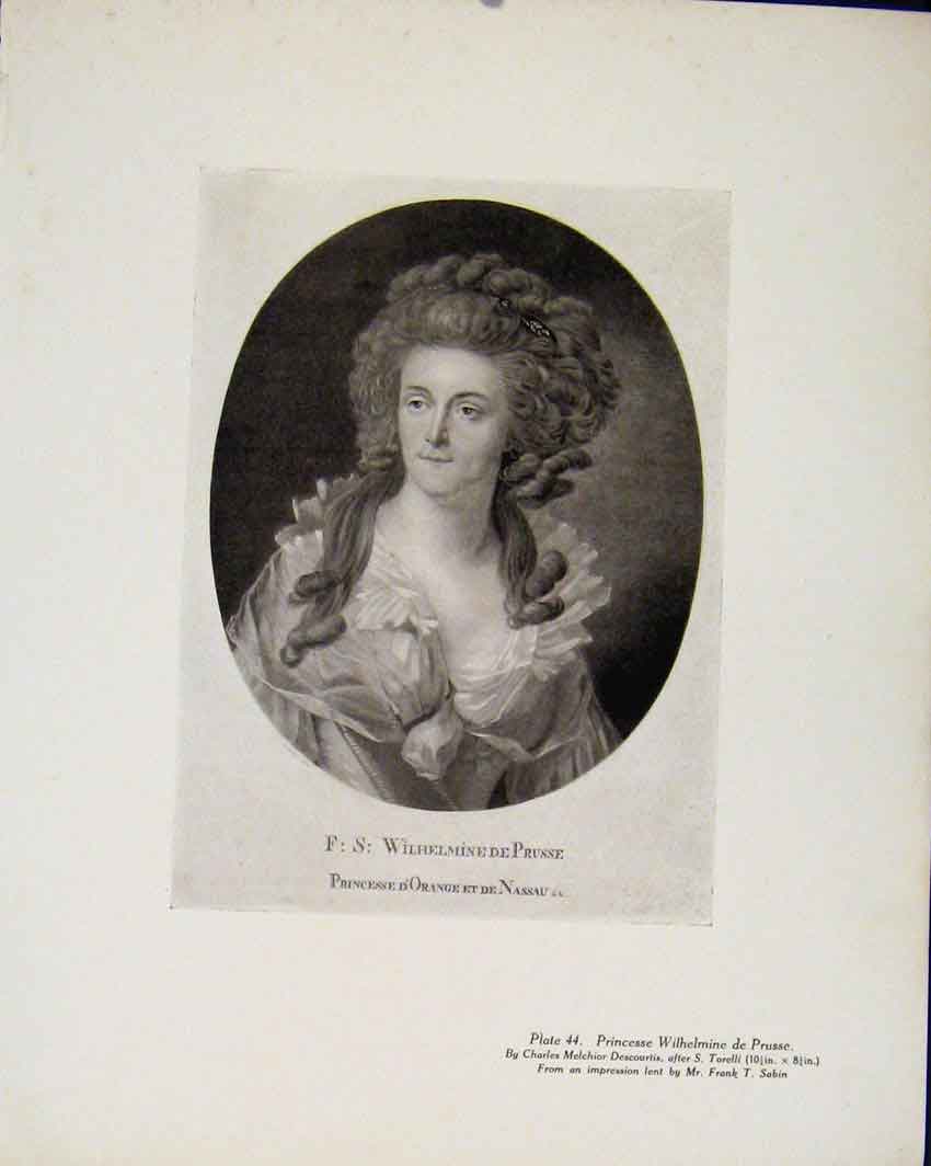 Original Old Antique Print Princesse Wilhelmine De Prusse Limited Edition