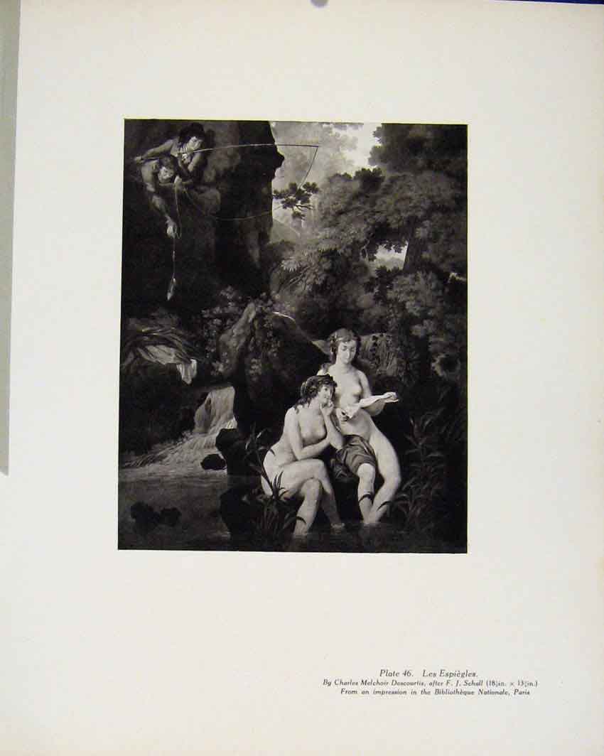 Original Old Antique Print Limited Edition Les Espiegles By C Descourtis