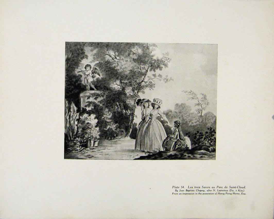 Old Antique Print Les Trois Saeurs Au Parc De Saint Cloud Limited Edition