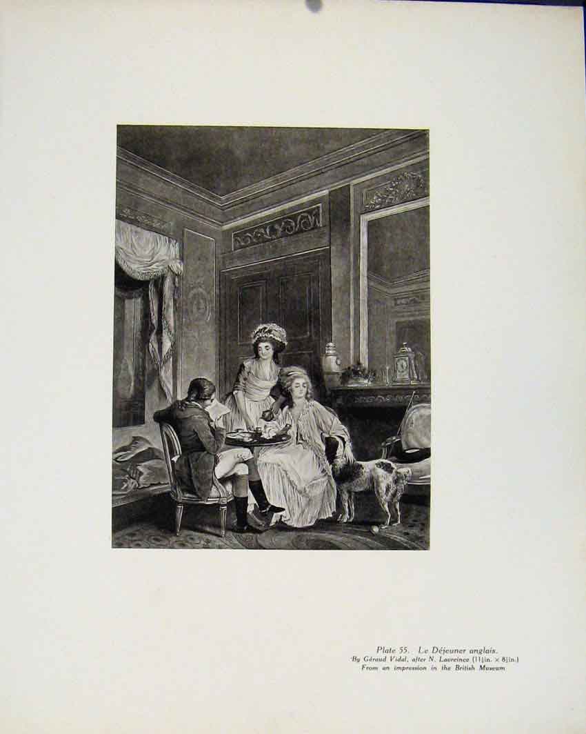 Original Old Antique Print Limited Edition Le Dejeuner Anglais By G Vidal