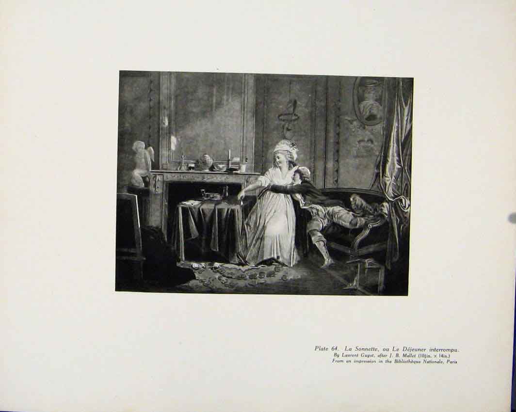 Original Old Antique Print Limited Edition La Sonnette Ou Le Dejeuner Interrompu